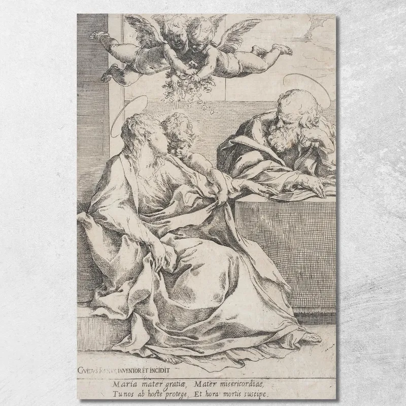 La Sacra Famiglia Con Due Angeli Guido Reni quadro stampa su tela