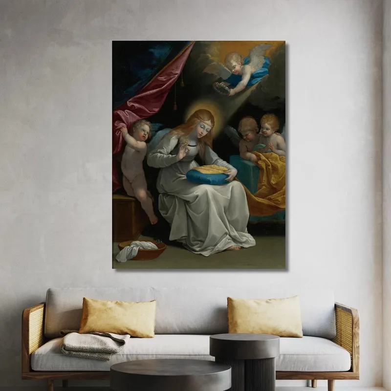La Vergine Che Cuce Accompagnata Da Quattro Angeli (La Couseuse) Guido Reni