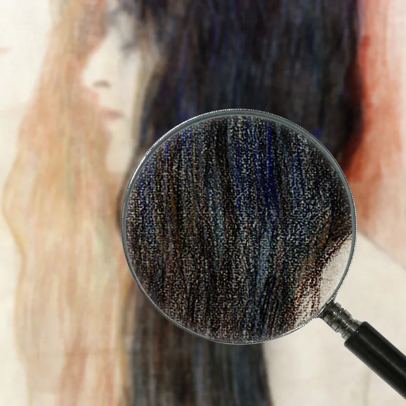 Mädchen Mit Langen Haaren Mit Einer Skizze Für Nude Veritas Gustav Klimt
