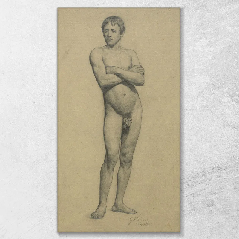 Academia Masculina Desnudo Con Brazos Cruzados Gustav Klimt