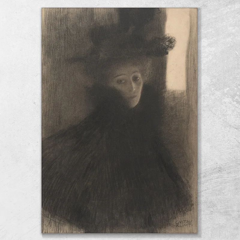 Portrait Of A Lady With Cape And Hat Gustav Klimt