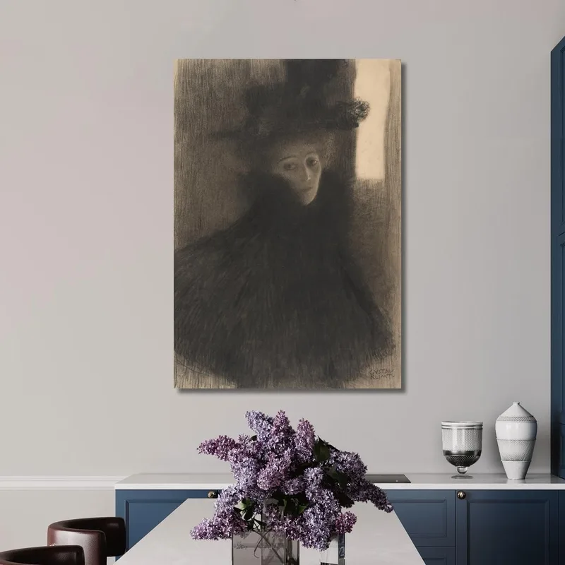 Portrait Of A Lady With Cape And Hat Gustav Klimt