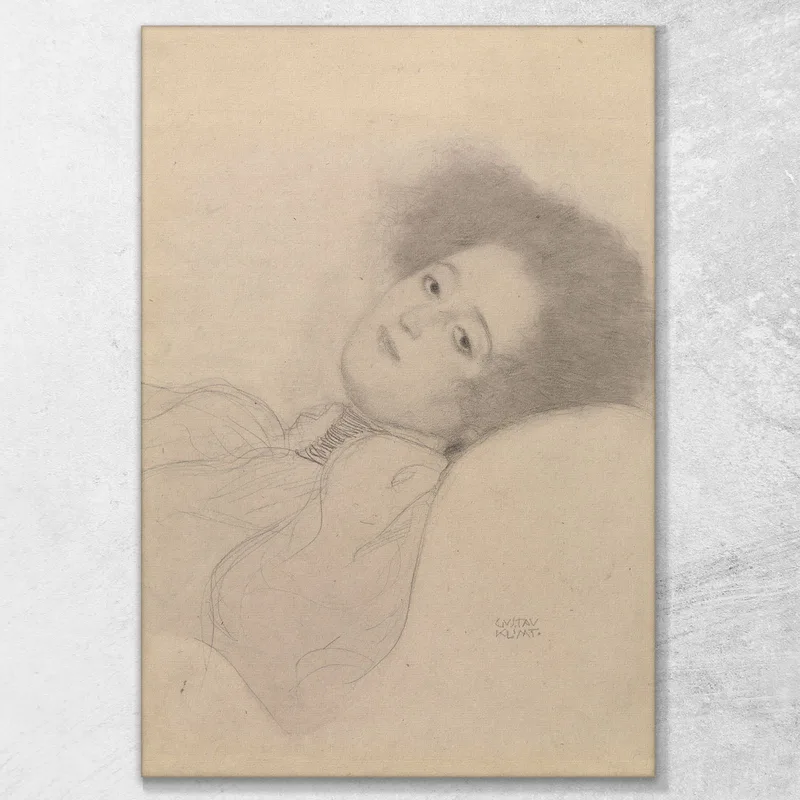 Portrait Of A Young Woman Reclining Gustav Klimt