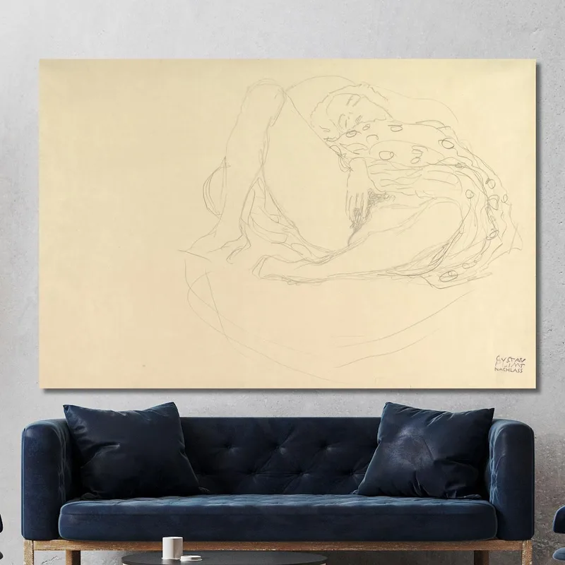 Desnudo Reclinado Con Cortinas Gustav Klimt