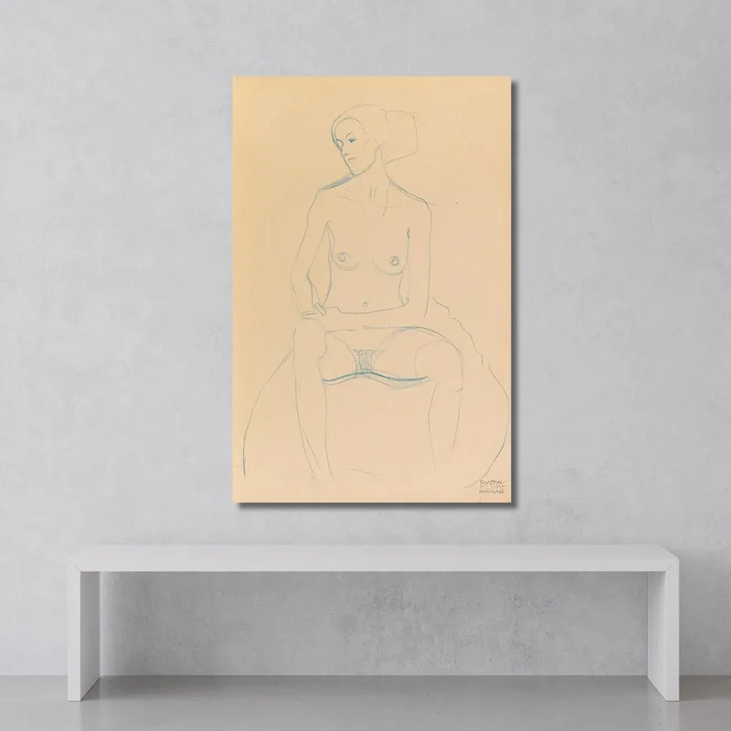 Chica Desnuda Sentada De Frente Con Las Piernas Abordadas. Gustav Klimt