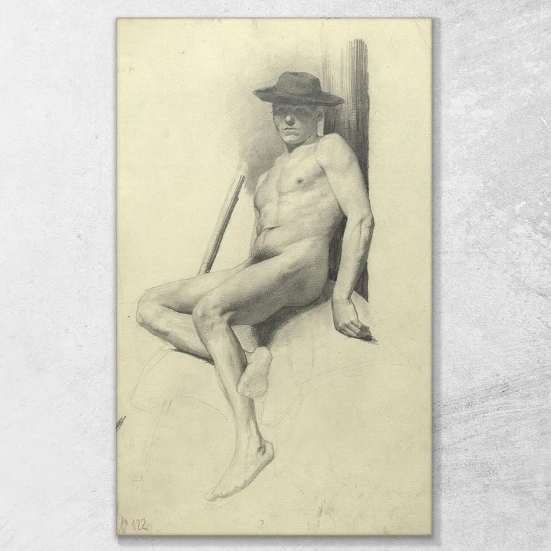 Nudo Maschile Seduto Con Cappello Gustav Klimt