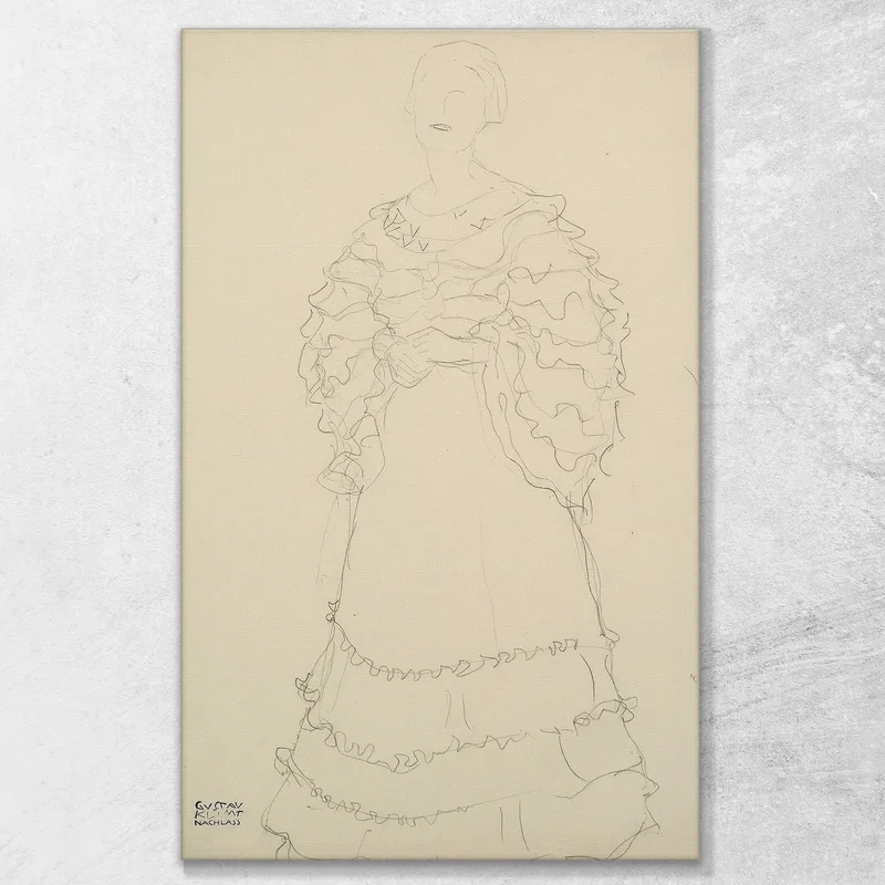 De Pie Ligeramente Hacia La Izquierda Con Las Manos Entrelazadas.  Gustav Klimt