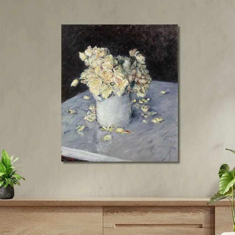 Yellow Roses In A Vase Gustave Caillebotte