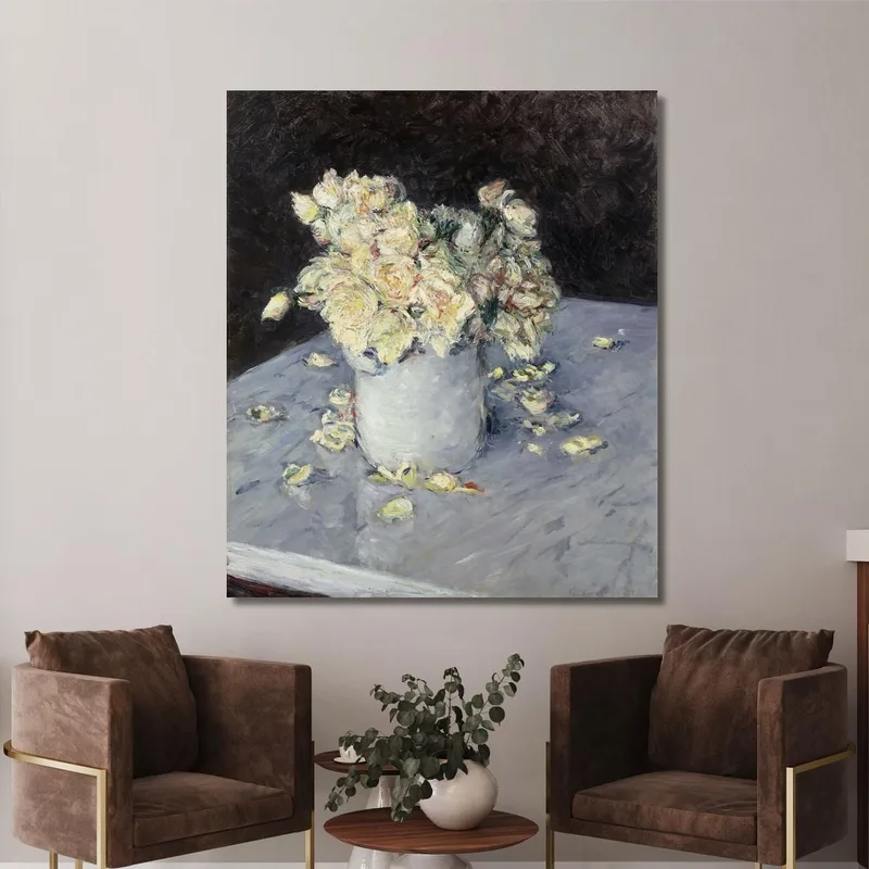 Yellow Roses In A Vase Gustave Caillebotte