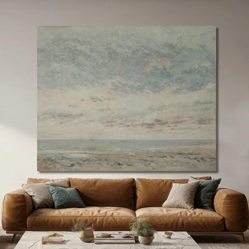 Marea Baja En Trouville Gustave Courbet