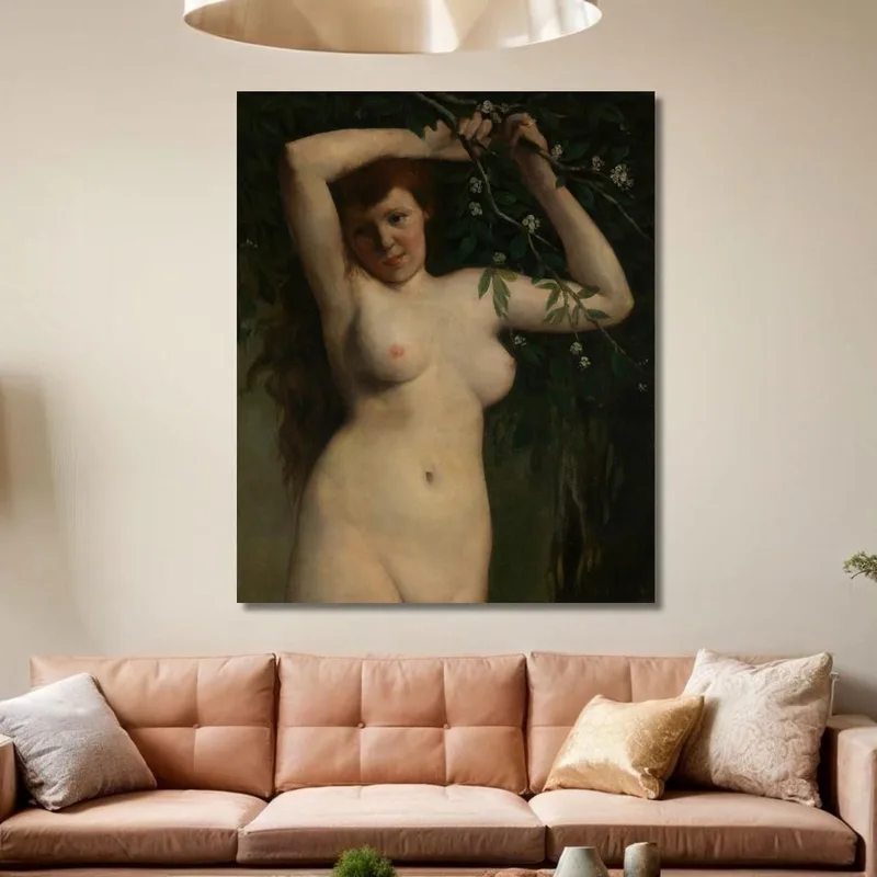 Desnudo Con Rama Florecida Gustave Courbet