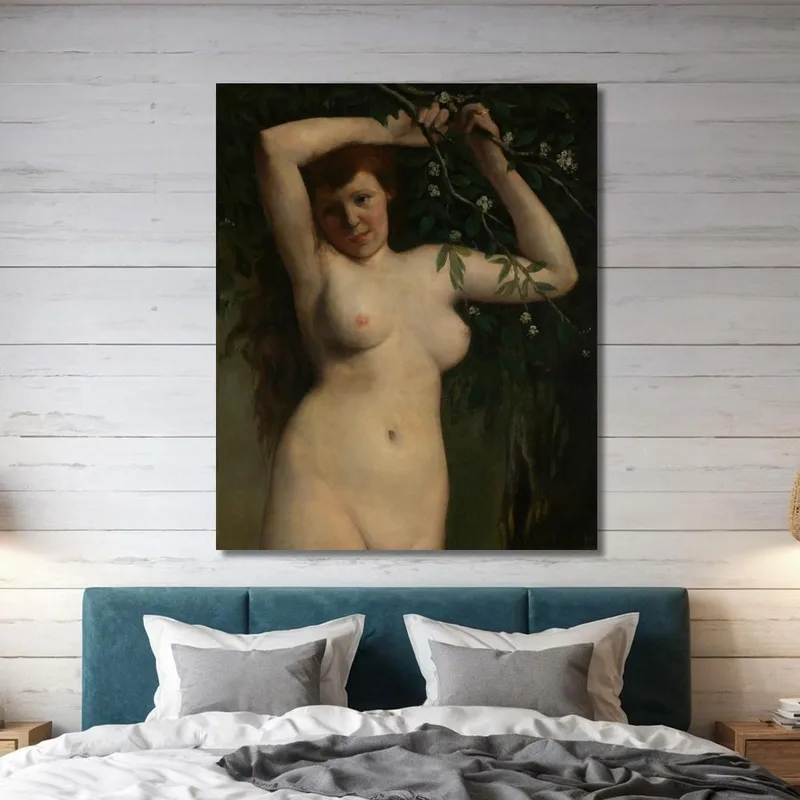 Desnudo Con Rama Florecida Gustave Courbet