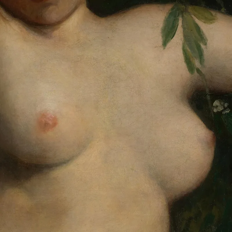 Desnudo Con Rama Florecida Gustave Courbet