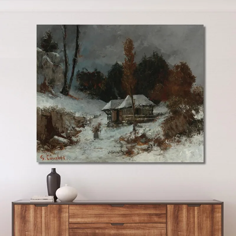 Trasportatore Di Fascine In Un Paesaggio Innevato Gustave Courbet