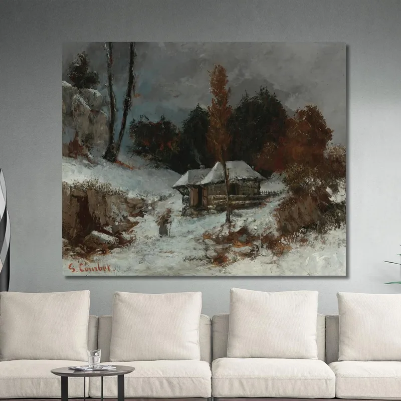 Trasportatore Di Fascine In Un Paesaggio Innevato Gustave Courbet