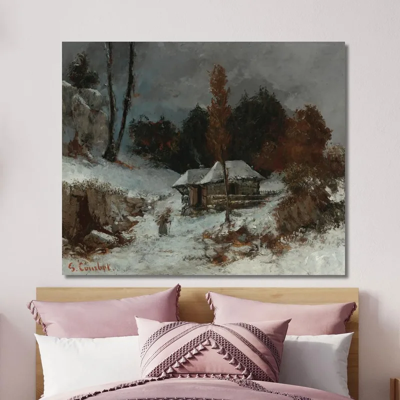 Trasportatore Di Fascine In Un Paesaggio Innevato Gustave Courbet