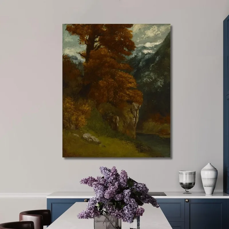 La Valletta Di Ornans Bords Du Doubs Effetto Autunnale Gustave Courbet