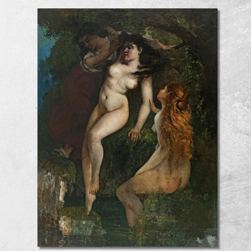 Drei Badegäste Gustave Courbet drucken auf leinwand