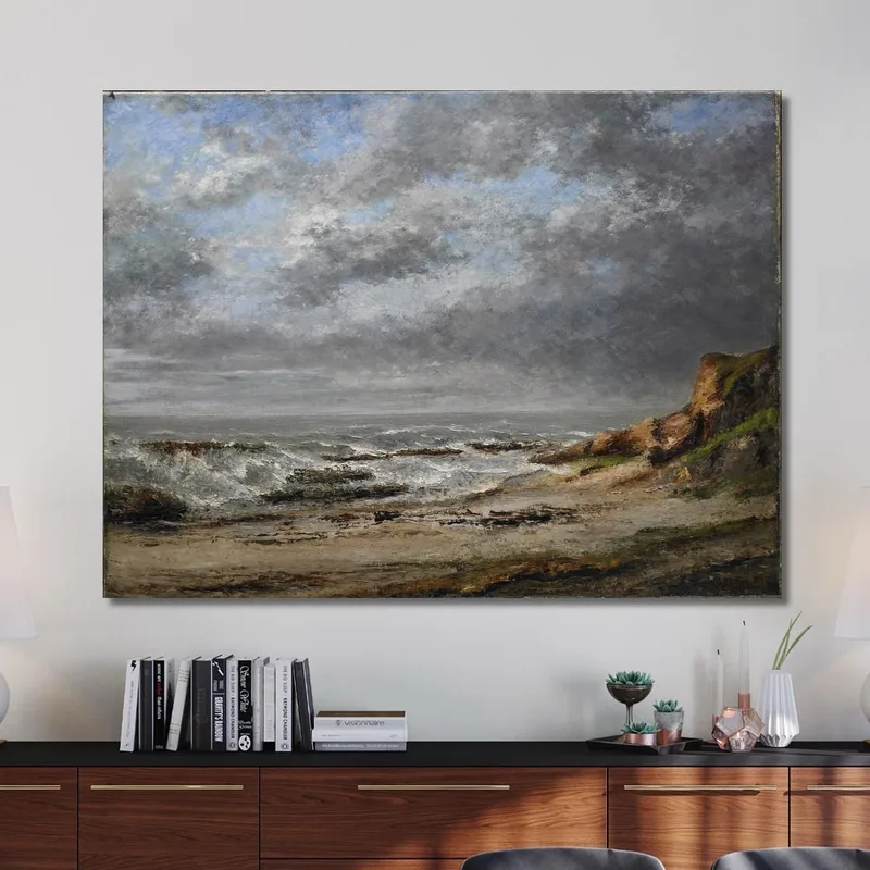Vue D'Une Mer Agitée Près D'Une Falaise Gustave Courbet