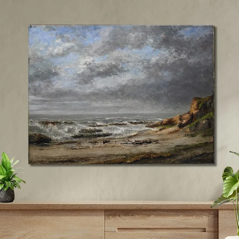 Vue D'Une Mer Agitée Près D'Une Falaise Gustave Courbet