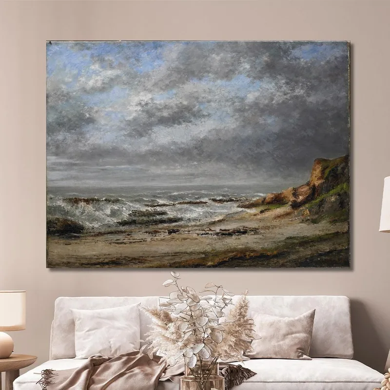 Vue D'Une Mer Agitée Près D'Une Falaise Gustave Courbet