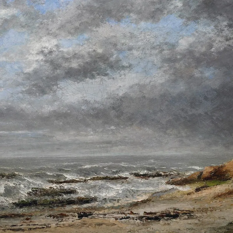Vue D'Une Mer Agitée Près D'Une Falaise Gustave Courbet