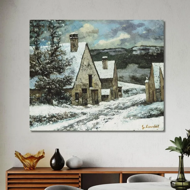 Bordo Del Villaggio In Inverno Gustave Courbet