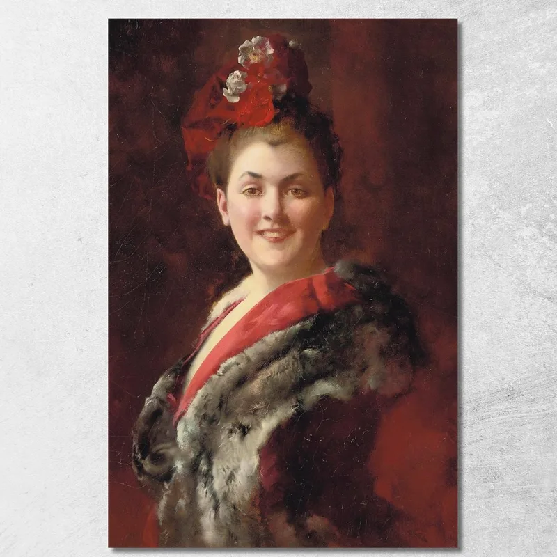 Una Dama Con Capa Forrada De Piel Gustave Jean Jacquet cuadro en lienzo