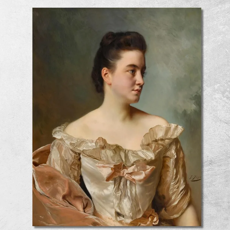 Retrato De Una Dama En Rosa Gustave Jean Jacquet cuadro en lienzo