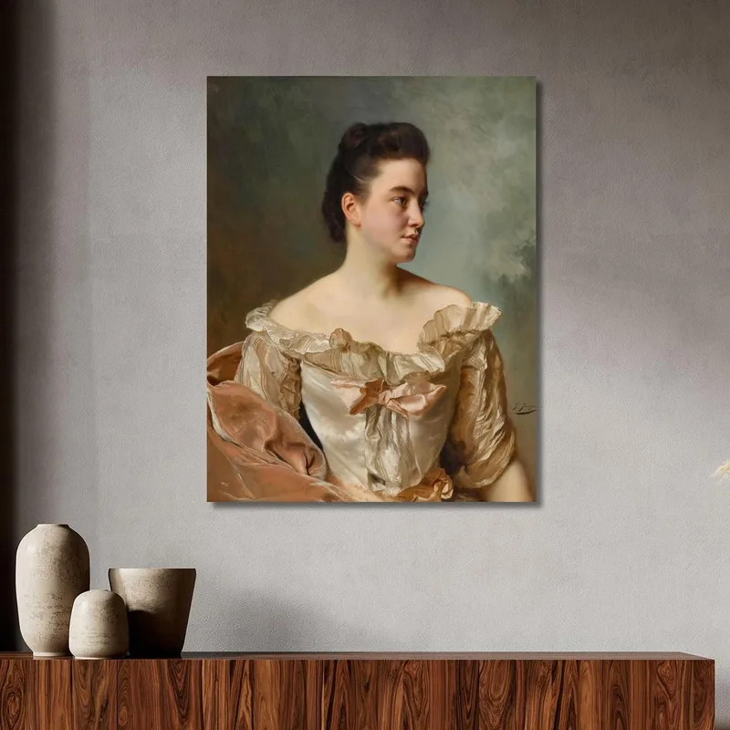 A Portrait Of A Lady In Pink Gustave Jean Jacquet