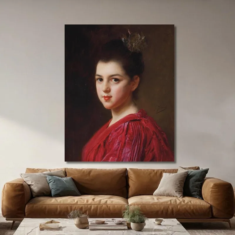 Frau Im Roten Kleid Gustave Jean Jacquet