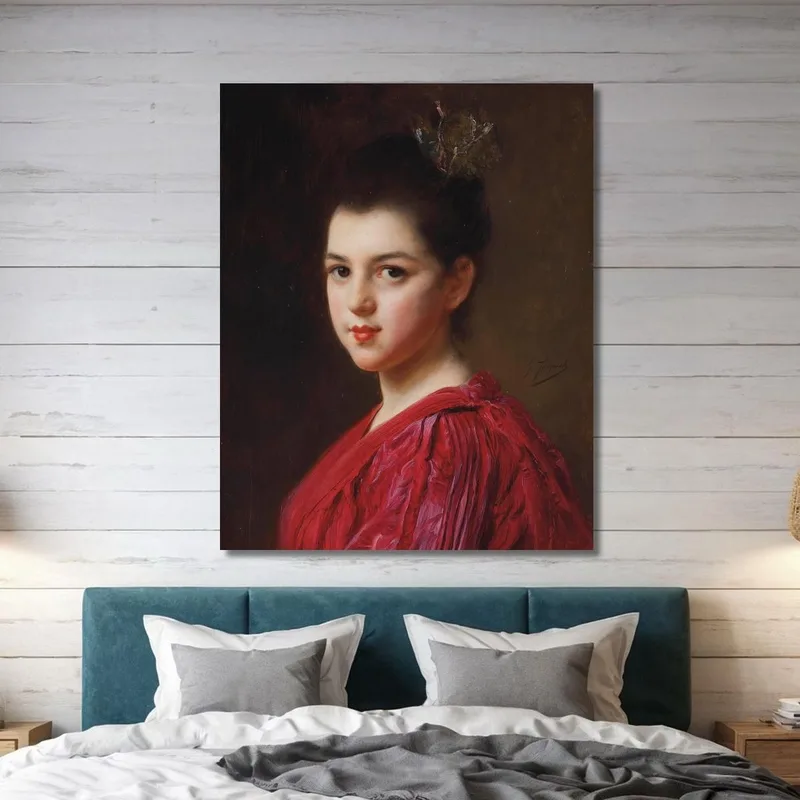 Frau Im Roten Kleid Gustave Jean Jacquet