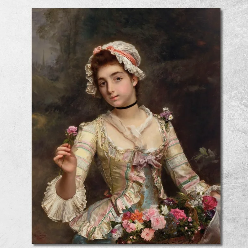 La Vendedora De Flores Gustave Jean Jacquet cuadro en lienzo