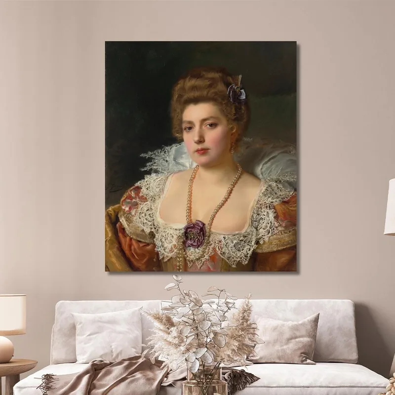 Portrait D'Une Femme Portant Des Perles Gustave Jean Jacquet