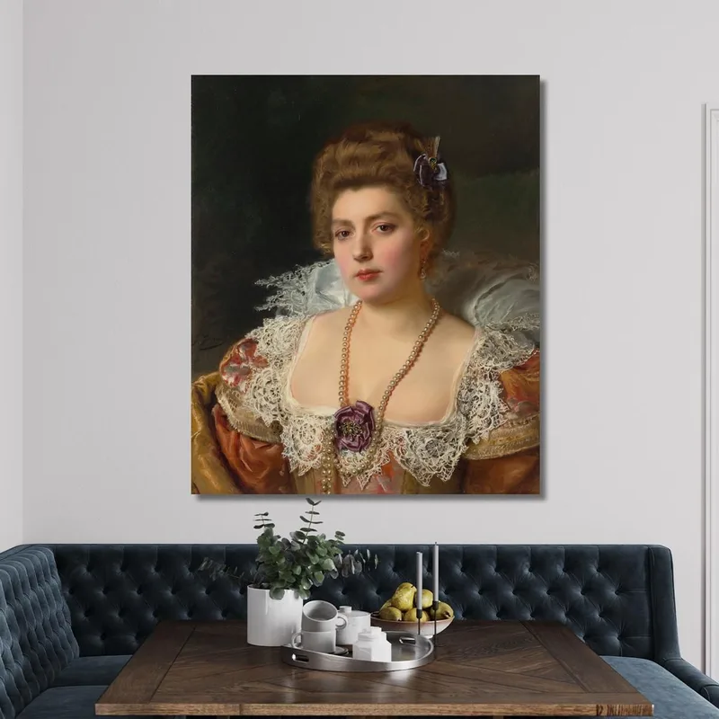 Portrait D'Une Femme Portant Des Perles Gustave Jean Jacquet