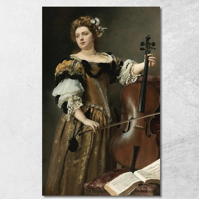 La Violonchelista Gustave Jean Jacquet cuadro en lienzo