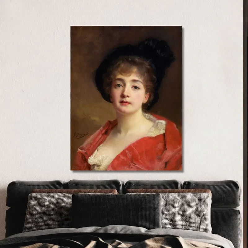 Woman In Red Gustave Jean Jacquet