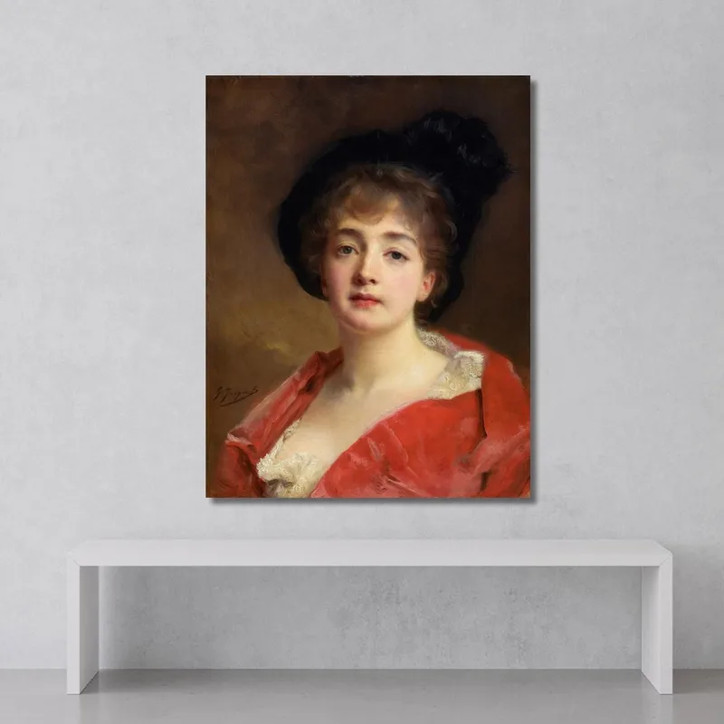 Woman In Red Gustave Jean Jacquet