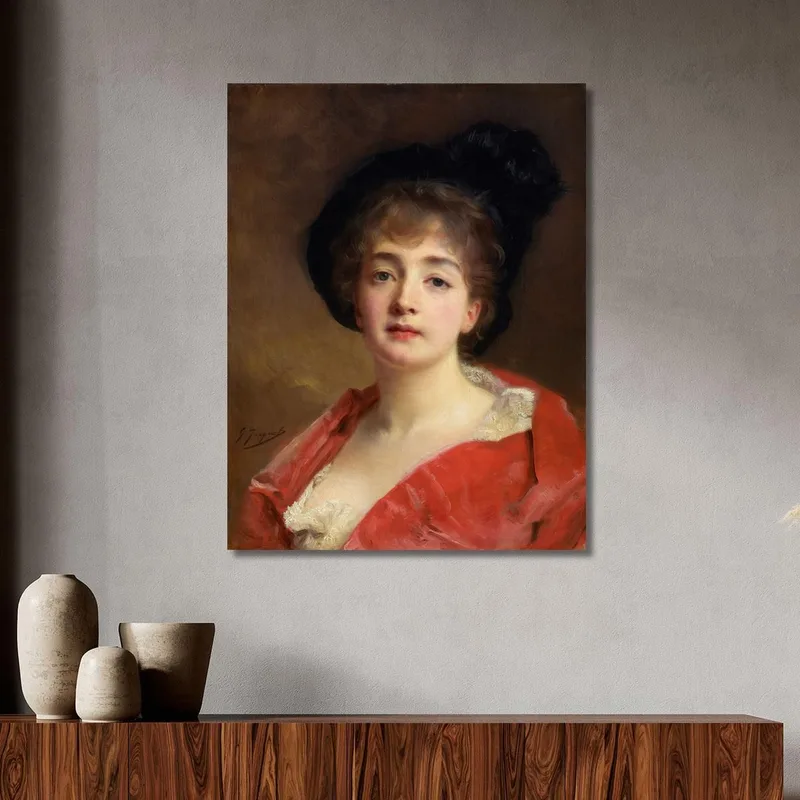 Woman In Red Gustave Jean Jacquet