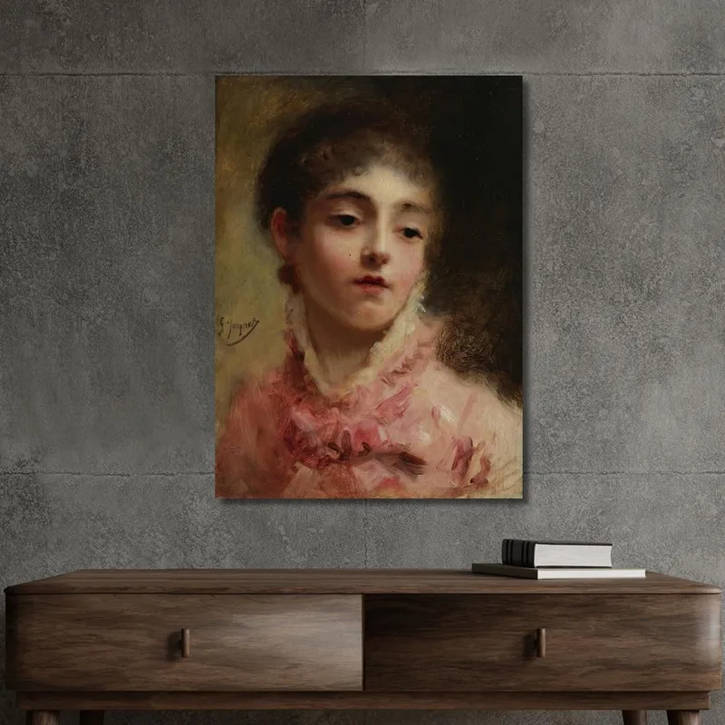 Joven Con Vestido Rosa Gustave Jean Jacquet