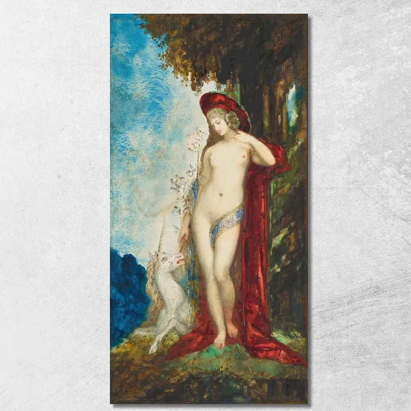 Femme Et Licorne Gustave Moreau tableau impression sur toile