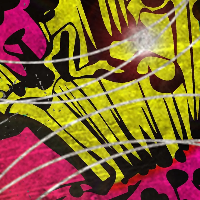 Quadro Fiore Fucsia E Giallo Astratto Su Blu, Quadro Moderno Fiori Astratti