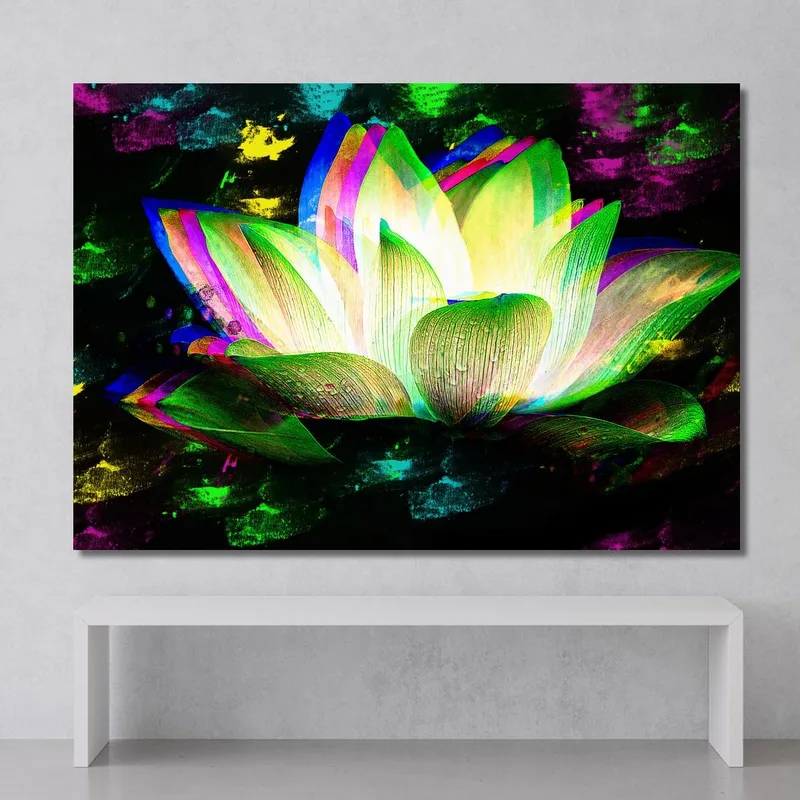 Multicolored Abstract Lotus Flower Painting Modern Abstract Flowers Painting
