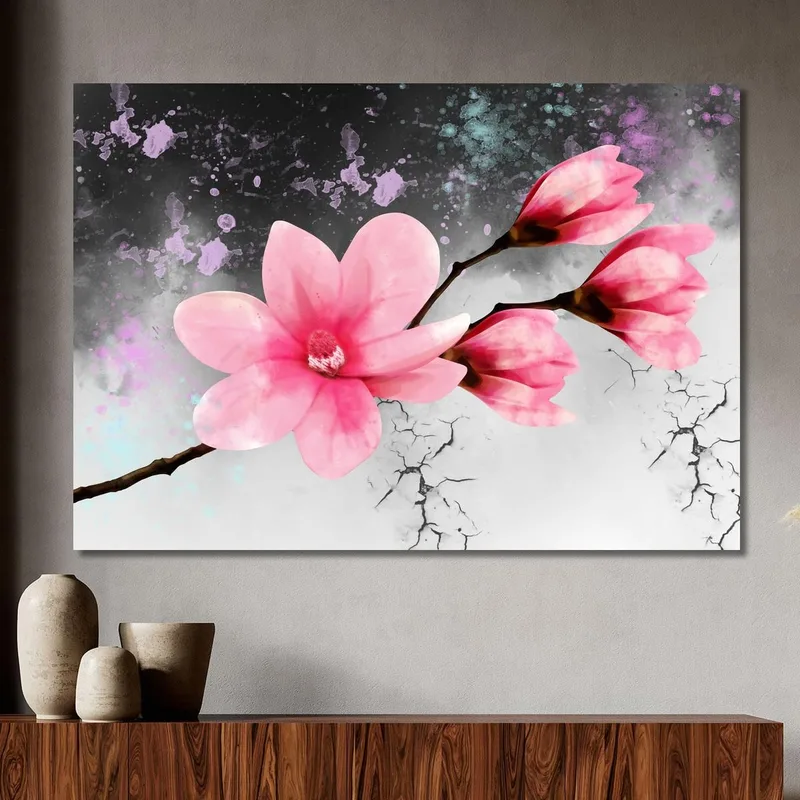 Fleur Rose Peinture Fond Abstrait Moderne Peinture Moderne Fleurs Abstraites