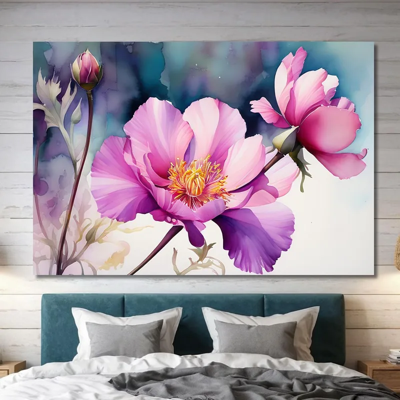 Elegante Cuadro De Flores Moradas Con Tonos Pastel Cuadro De Flores Abstractas Modernas