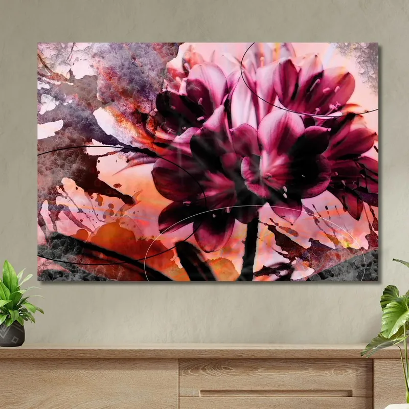 Peinture Abstraite De Fleurs Roses Aux Nuances Artistiques Peinture Abstraite Moderne De Fleurs