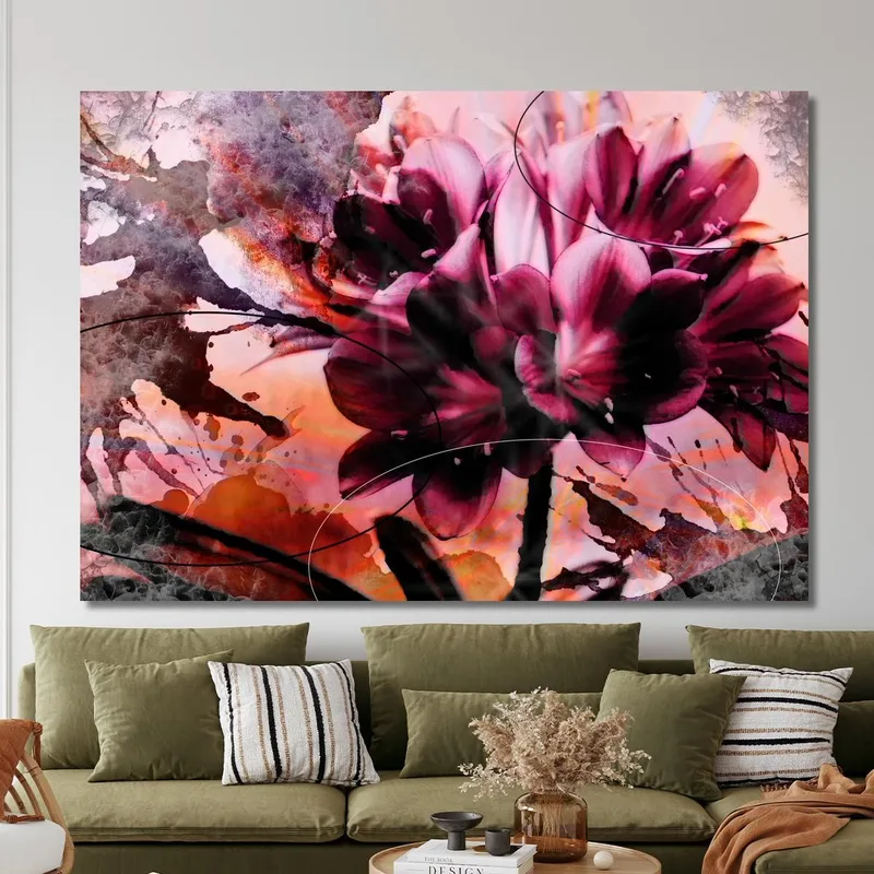 Peinture Abstraite De Fleurs Roses Aux Nuances Artistiques Peinture Abstraite Moderne De Fleurs