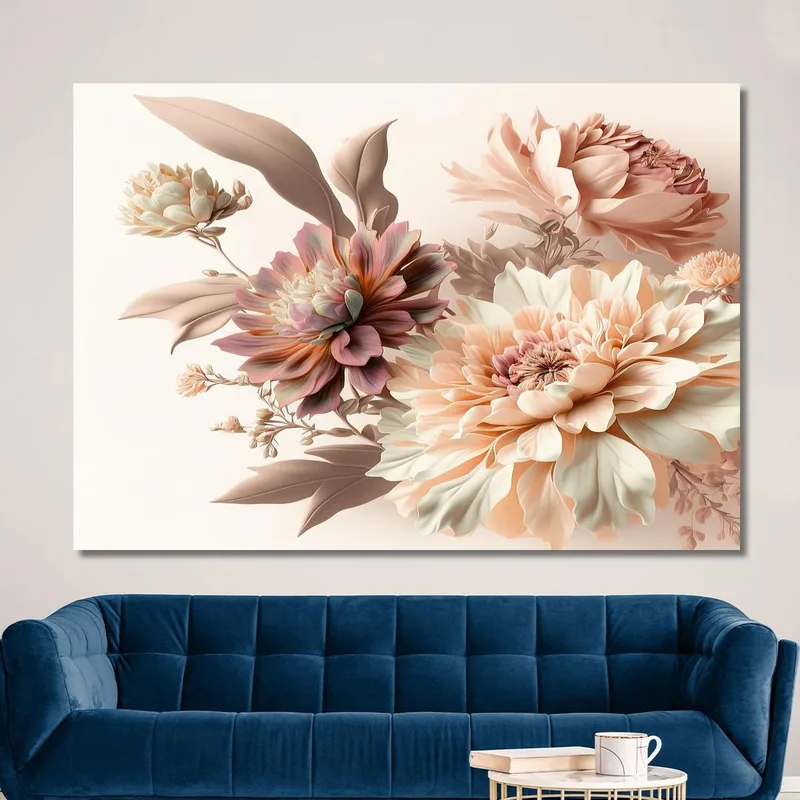 Pintura De Flores Rosas Y Beige Acuarela Vintage Pintura De Flores Abstractas Modernas