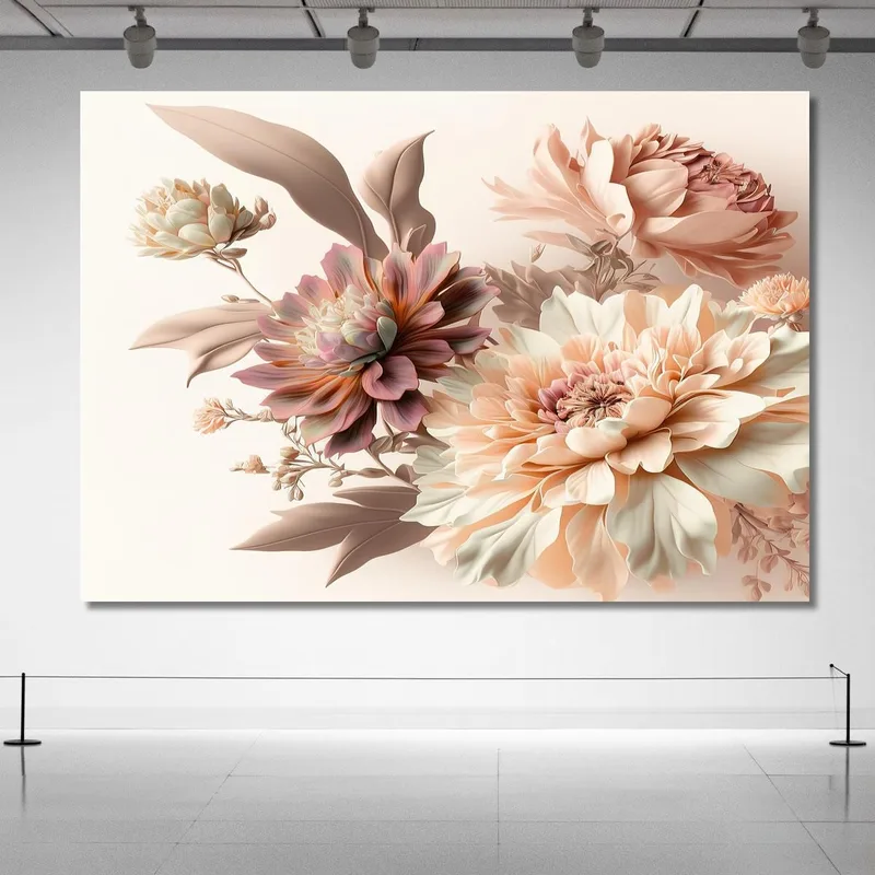 Pintura De Flores Rosas Y Beige Acuarela Vintage Pintura De Flores Abstractas Modernas