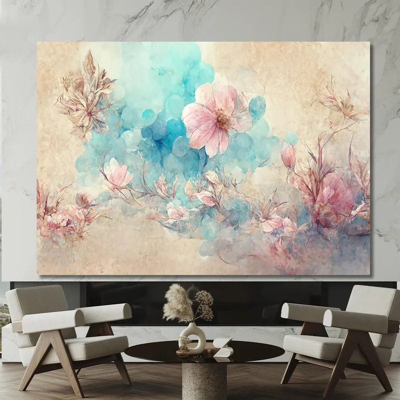 Pintura De Flores Rosas Estilo Acuarela Pintura De Flores Abstractas Modernas